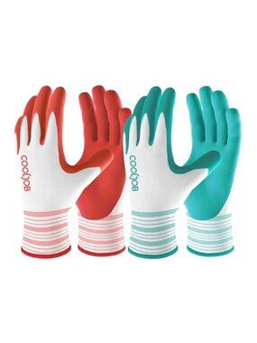 COOLJOB 2 Pairs Gardening Gloves for Women Ladies, Breathable Rubber Coated for